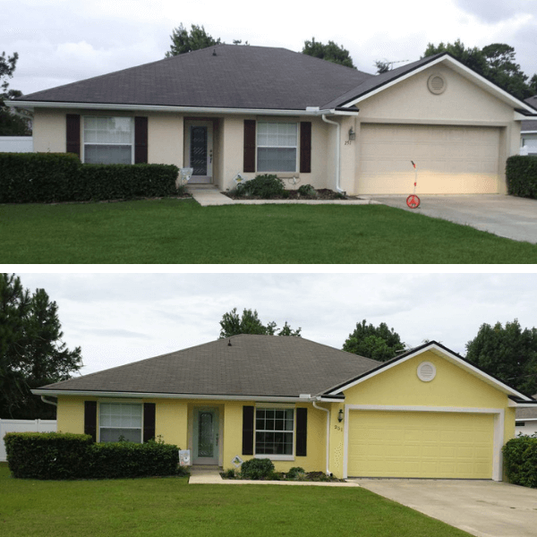 Before and after yellow house