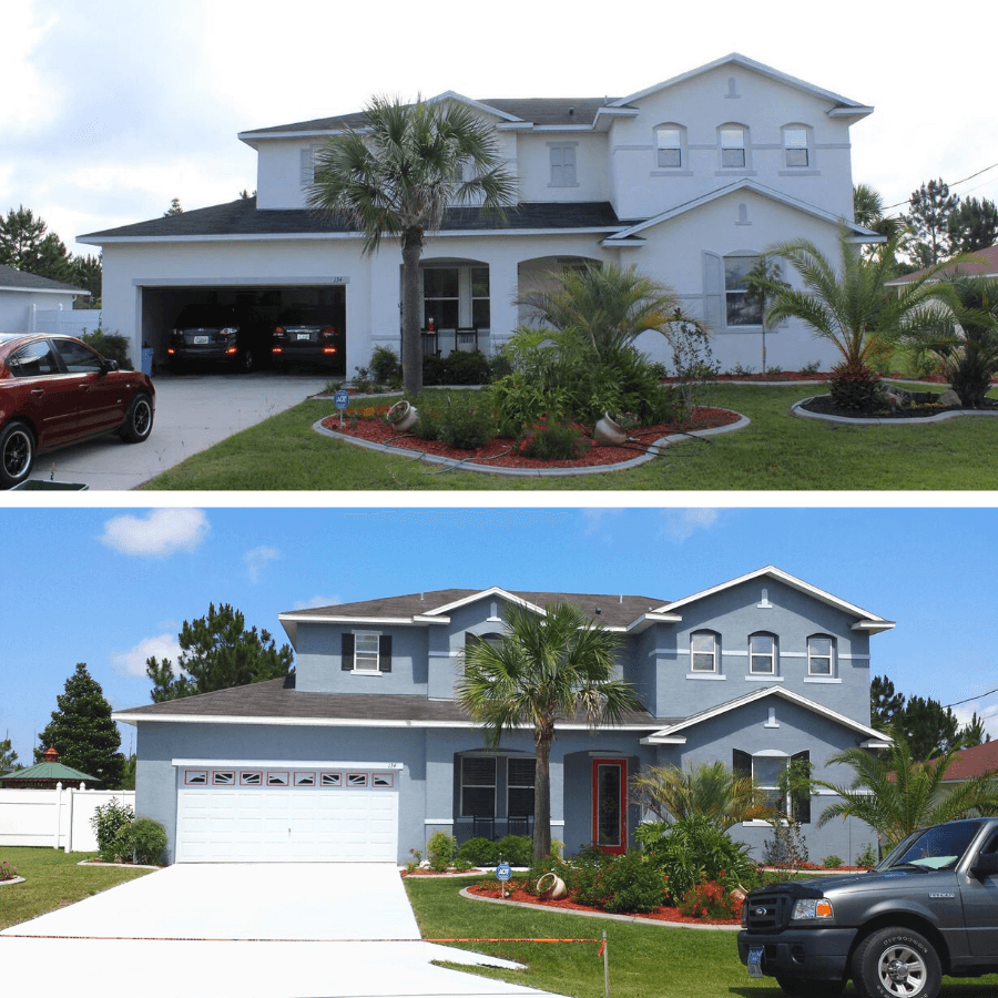 Before and after lighter blue exterior