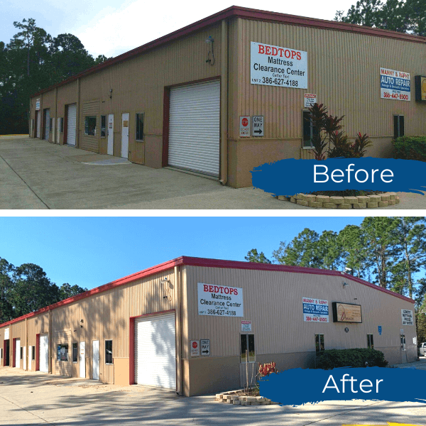 Commercial building before and after painting