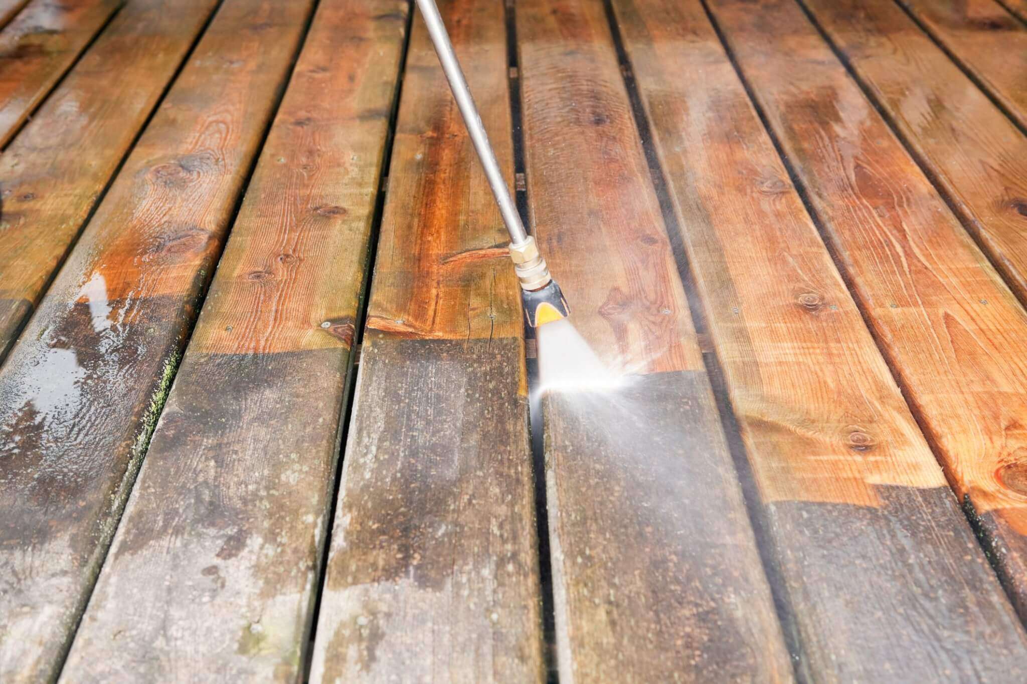 Pressure washing a property exterior