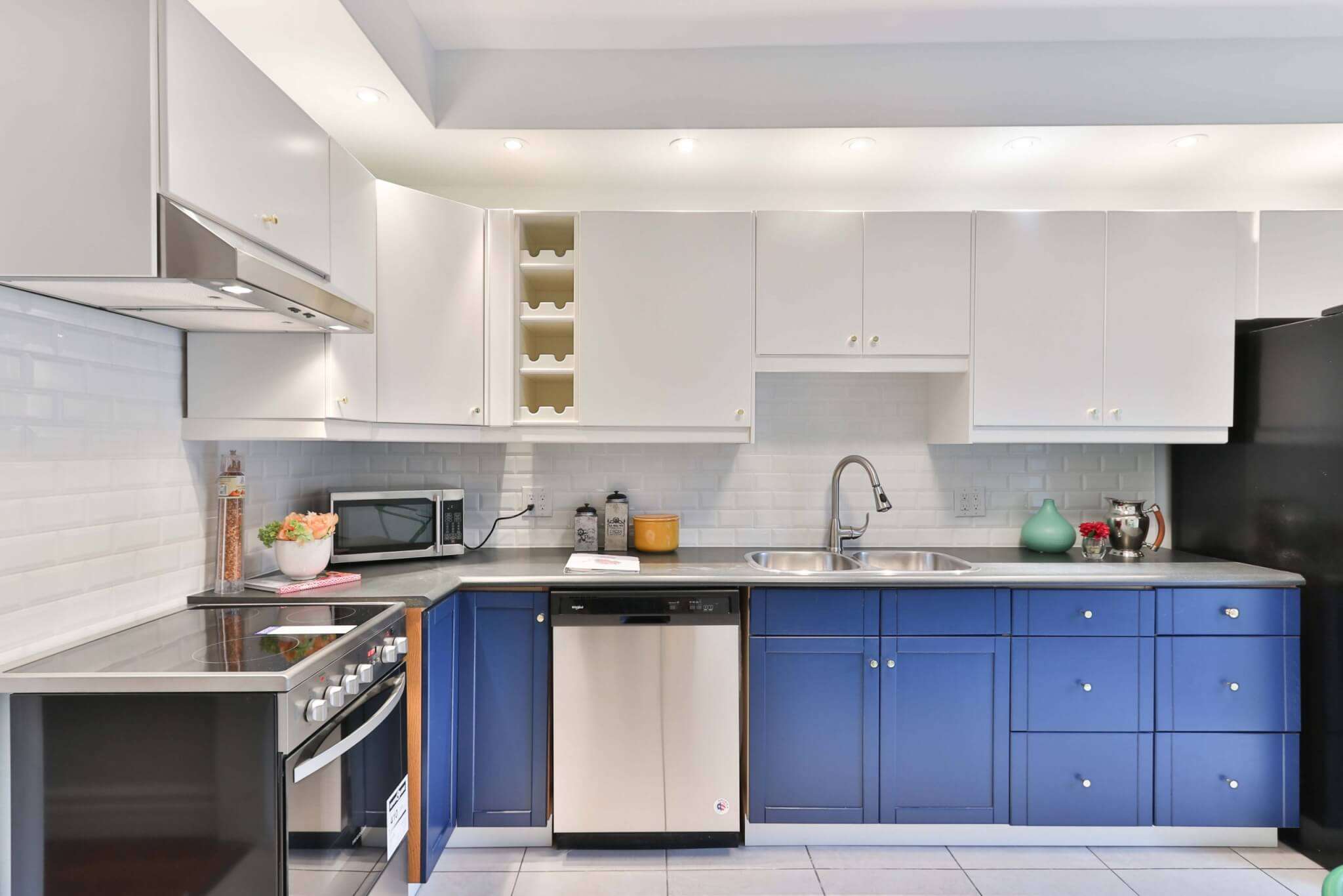 Freshly painted kitchen cabinets